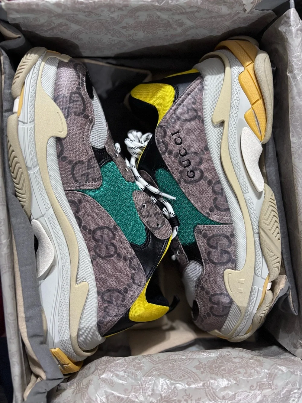 Gucci x Balenciaga The Hacker Project Triple S GG Supreme Sneakers EU 46 US 13